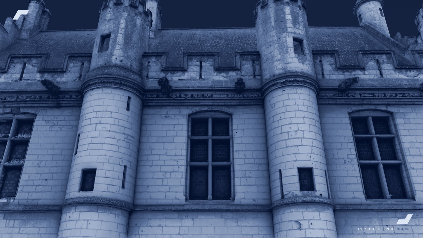 Façade du logis royal — géométrie seule, sans texture