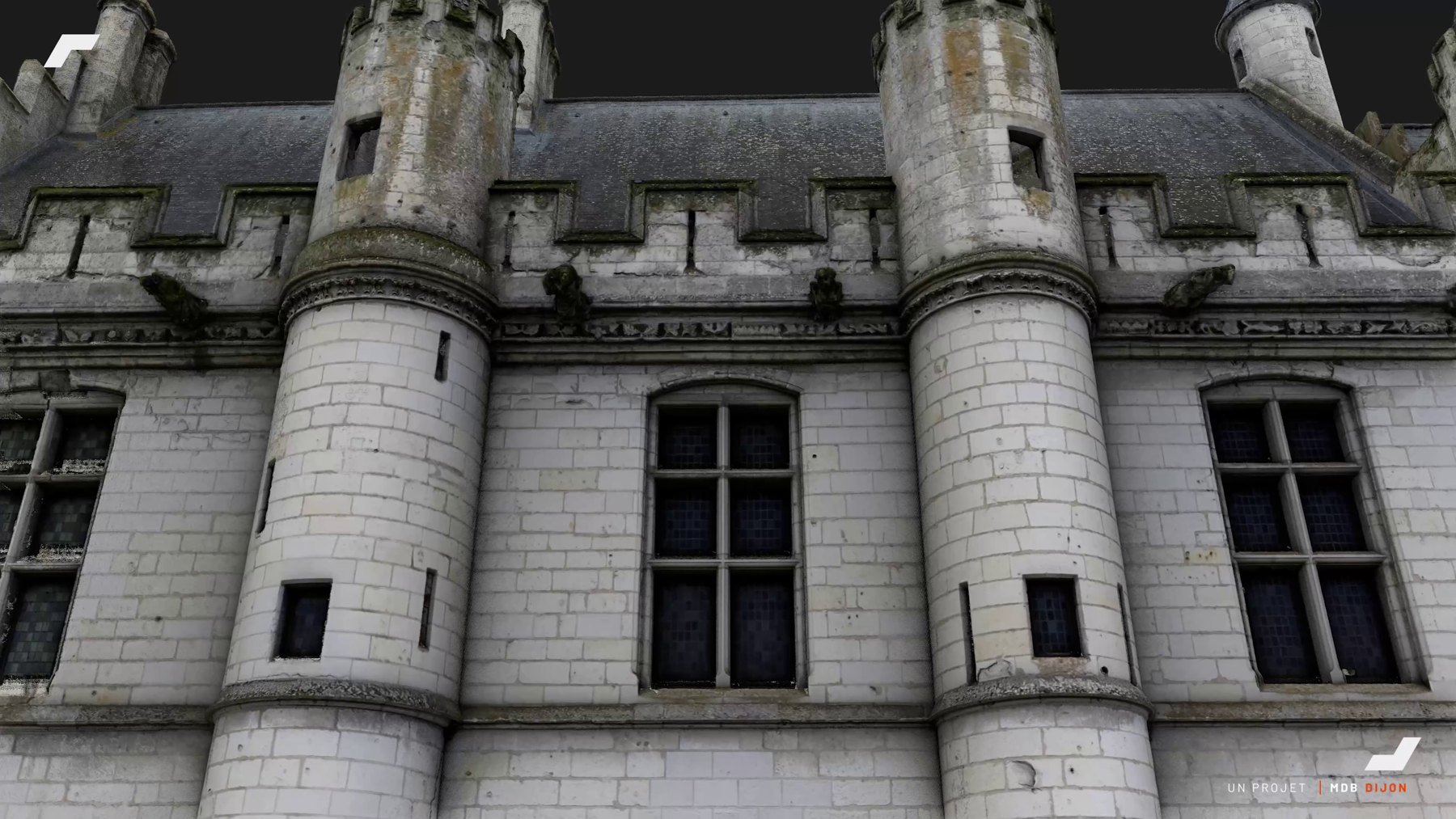 Façade du logis royal — modèle texturé par photogrammétrie